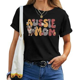 Australian Shepherd Blue Merle Groovy Aussie Mom Women T-shirt - Seseable