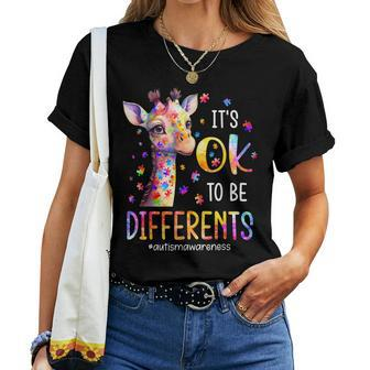 Autism Awareness Cute Giraffe Animal It's Ok To Be Different Women T-shirt - Seseable