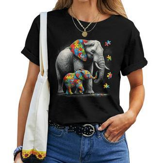 Autism Awareness Elephant Puzzles Autism Mom Support Women T-shirt - Monsterry UK