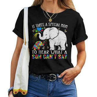 Autism Awareness Family Support Autism Mom Elephants Women T-shirt - Monsterry