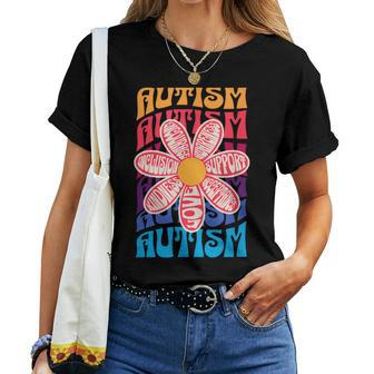 Autism Awareness Flower Acceptance Inclusion Love Support Women T-shirt - Monsterry