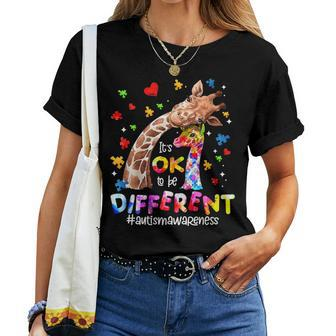Autism Awareness Kid Its Ok To Be Different Giraffe Women T-shirt - Seseable