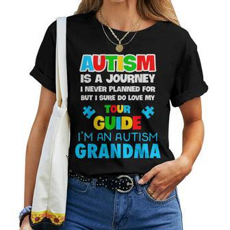 Autism Is A Journey I Never Planned Autism Grandma Awareness Women T-shirt - Thegiftio