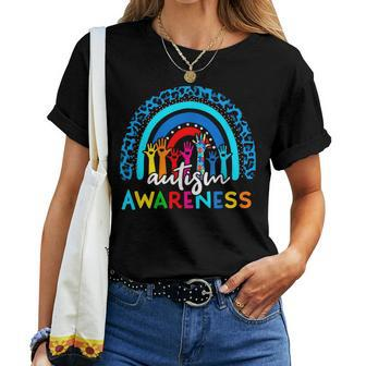 Autistic Puzzle Rainbow Ribbons Acceptance Autism Awareness Women T-shirt - Monsterry