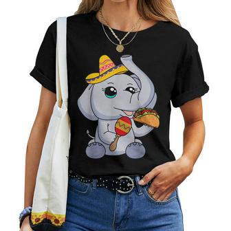 Baby Elephant Taco Kawaii Eyes Mexican Hat Maraca For Girls Women T-shirt - Monsterry AU