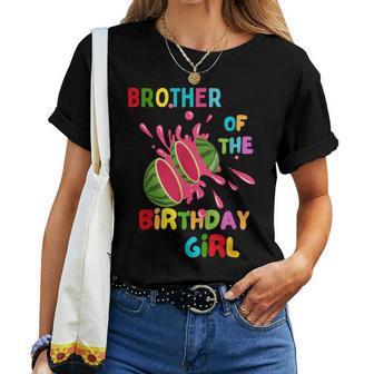 Baby Melon Brother Of The Birthday Girl Watermelon Family Women T-shirt - Thegiftio UK