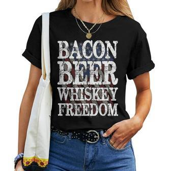 Bacon Beer Whiskey Freedom Women T-shirt - Monsterry UK