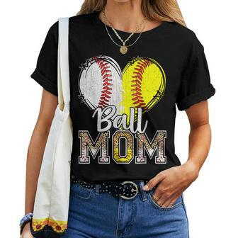 Ball Mom Heart Baseball Softball Mama 2024 Women T-shirt | Mazezy CA