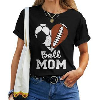 Ball Mom Heart Football Soccer Mom Women T-shirt - Monsterry