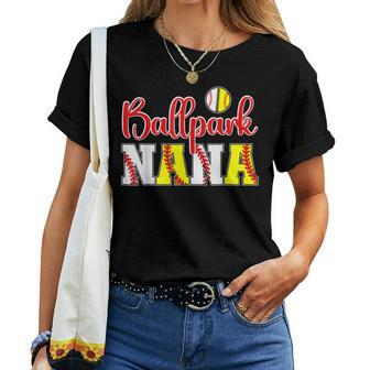 Ballpark Nana Softball Baseball Nana Grandma Women T-shirt - Monsterry