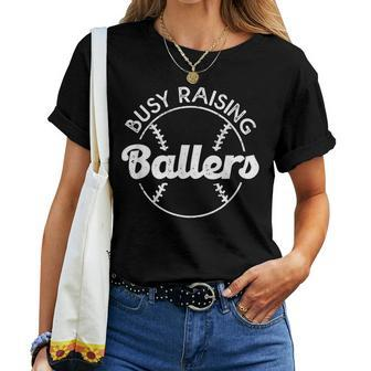 Baseball Dad Busy Raising Ballers Mom Of Baseball Players Women T-shirt - Monsterry UK