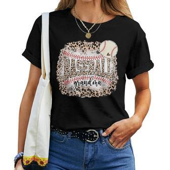 Baseball Grandma From Grandson Leopard Softball Mother's Day Women T-shirt - Monsterry