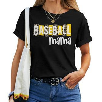 Baseball Mama Yellow Leopard Print Baseball Mom Gear Sports Women T-shirt | Mazezy UK