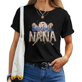 Baseball Nana Game Day Leopard Retro Baseball Mother's Day Women T-shirt - Seseable