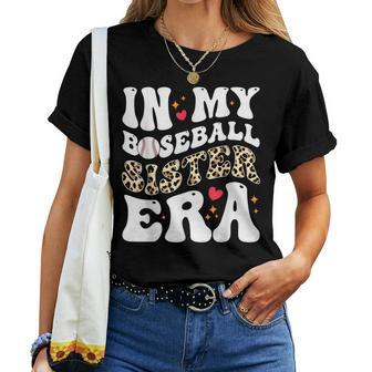 In My Baseball Sister Era Leopard Skin Sister Baseball Cool Women T-shirt | Mazezy