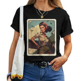 Beautiful Pin-Up Girl Wwii Graphic Women T-shirt - Thegiftio UK