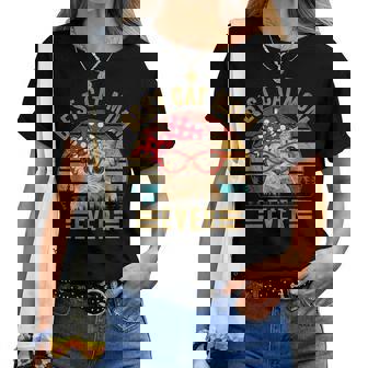 Best Cat Mom Everintage Retro 70S Bandana Rojo Gafas Camiseta de mujer - Regaloses