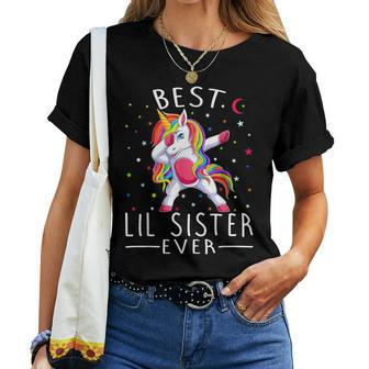 Best Lil Sister Ever Dabbing Unicorn Women T-shirt - Monsterry