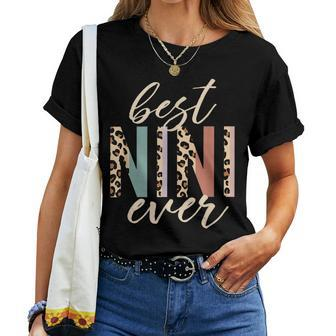Best Nini Ever Leopard Print Mother's Day Women T-shirt - Seseable