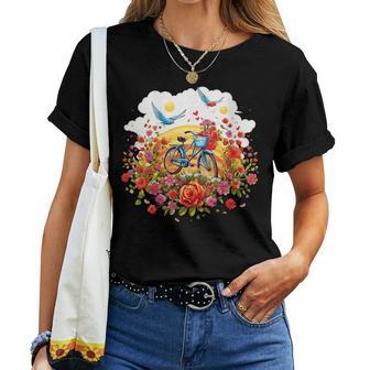 Bicycle Through A Field Of Flowers Idea Creative Inspiration Women T-shirt - Monsterry UK