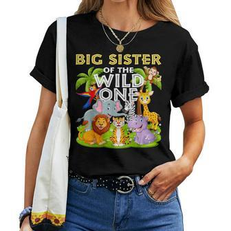 Big Sister Of The Wild One Birthday Zoo Animal Safari Jungle Women T-shirt - Monsterry UK