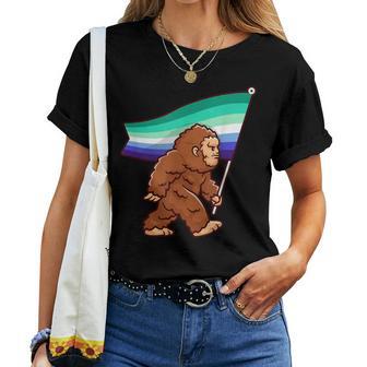 Bigfoot Gay Pride Lgbt Rainbow Mlm Flag Sasquatch Women T-shirt - Monsterry AU