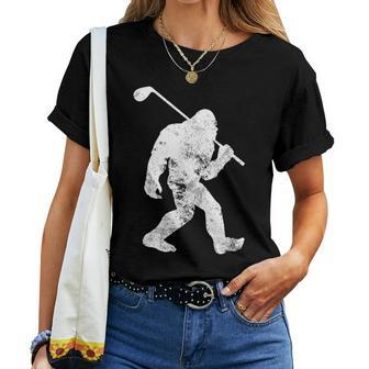 Bigfoot Golf Golfer Vintage Sasquatch Women Women T-shirt - Monsterry