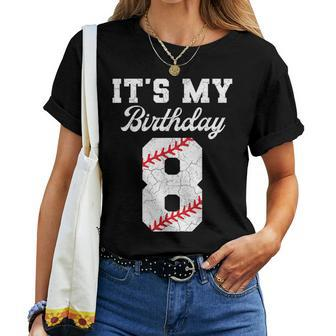 Birthday Boy 8 Baseball Its My 8Th Birthday Boys Girls Women T-shirt - Seseable