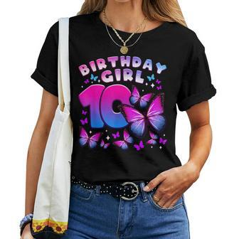 Birthday Girl 10 Year Old Butterfly Number 10 Women T-shirt - Monsterry DE
