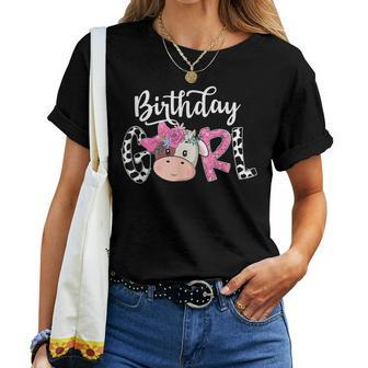 Birthday Girl Cow Farm Family Party Women T-shirt - Thegiftio