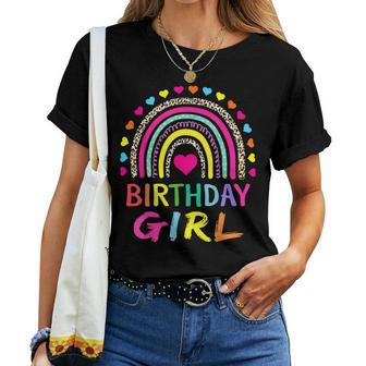 Birthday Girl Leopard Rainbow Birthday Party Family Women T-shirt - Thegiftio