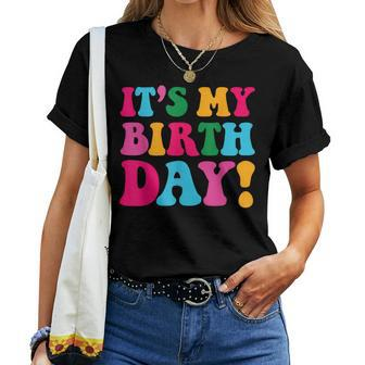 My Birthday Retro Groovy Birthday Ns Girls Women T-shirt - Thegiftio UK