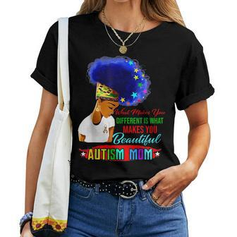 Black Afro American Autism Awareness Mom Rainbow For Women Women T-shirt - Monsterry DE