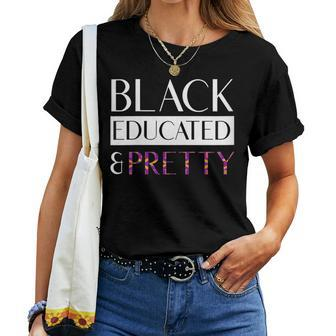 Black Educated And Pretty Kente Pattern West African Style Women T-shirt - Monsterry UK