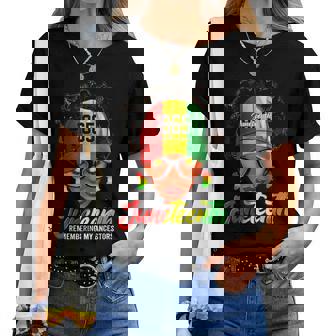 Black Messy Bun Junenth Remembering My Ancestors Women T-shirt | Mazezy