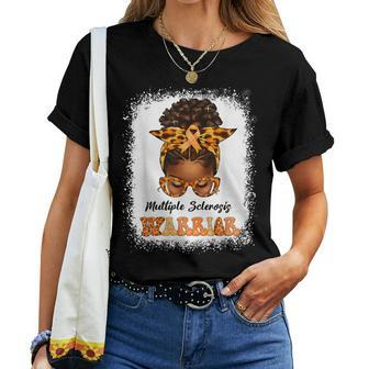 Black Multiple Sclerosis Awareness Messy Bun Ms Women T-shirt - Thegiftio UK