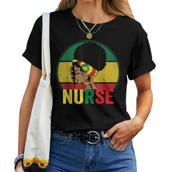Black Nurse Woman Afro Melanin Vintage Black History Month Women T-shirt - Monsterry