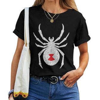 Black Widow Distressed Spider Graphic Women T-shirt - Monsterry CA