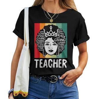 Black Woman Teacher Afro Retro Black History Month Women T-shirt - Monsterry AU