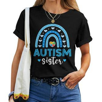 Blue Rainbow Autism Awareness Sister Heart Puzzle For Girls Women T-shirt | Mazezy CA