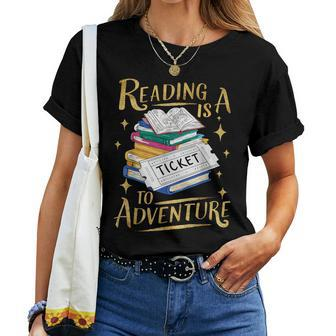 Book Adventure Library Student Teacher Book Women T-shirt - Seseable