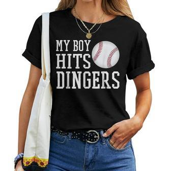 My Boy Hits Dingers Proud Baseball Mom & Dad I Hit Dingers Women T-shirt - Monsterry DE