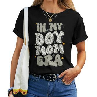In My Boy Mom Era With Checkered Pattern Groovy Mom Of Boys Women T-shirt - Seseable