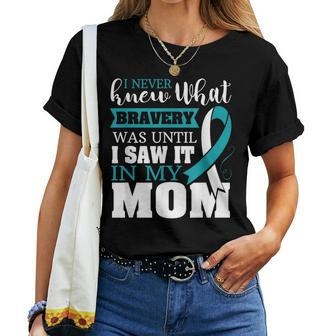 Bravery Mom Cervical Cancer Awareness Ribbon Women T-shirt - Monsterry UK