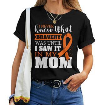 Bravery Mom Leukemia Cancer Awareness Ribbon Women T-shirt - Monsterry UK