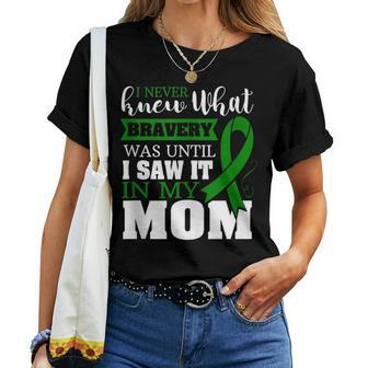 Bravery Mom Liver Cancer Awareness Ribbon Women T-shirt - Monsterry UK