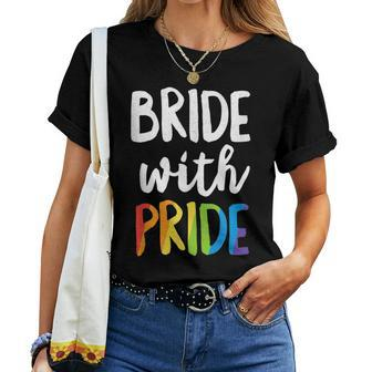 Bride With Pride Rainbow Lesbian Bachelorette Party Wedding Women T-shirt - Monsterry AU