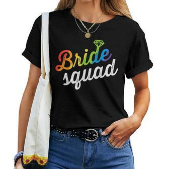 Bride Squad Lgbt Rainbow Flag Lesbian Bachelorette Party Women T-shirt - Monsterry