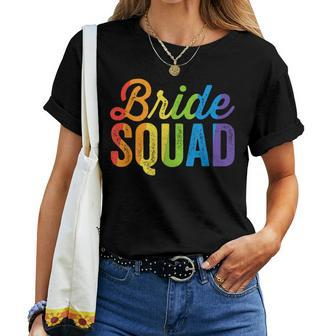 Bride Squad Lgbt Rainbow Flag Lgbt Pride Ally Bachelorette Women T-shirt - Monsterry CA