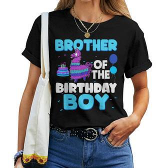 Brother Of The Birthday Boy Llama Family Party Decorations Women T-shirt - Monsterry